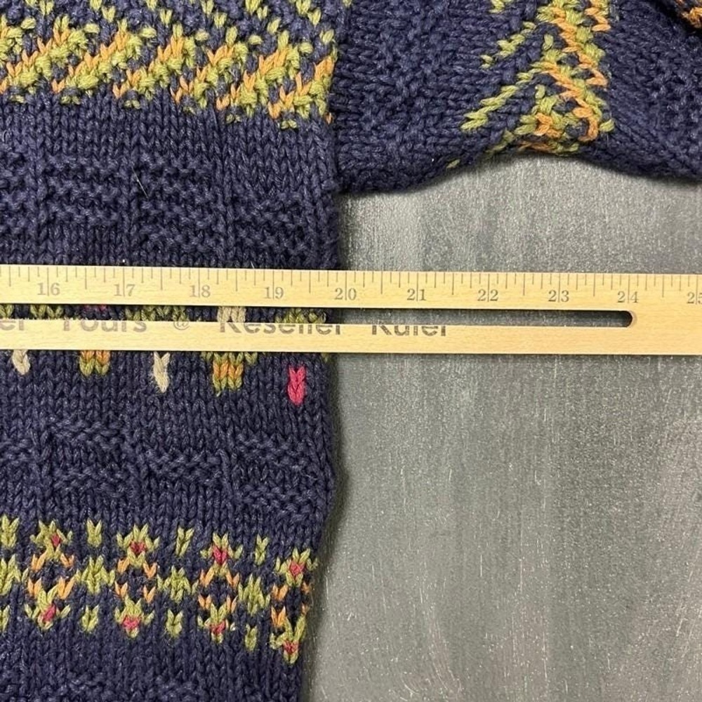 Vintage LL Bean Knit Sweater Small Blue 1990s Chunky Striped - Picture 4 of 6